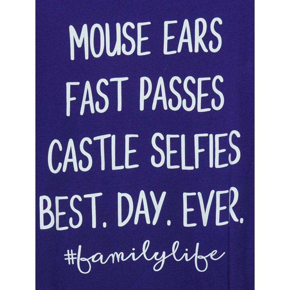 Disney XL Purple Mouse Ears Castle Selfies Best Day Ever Short Sleeve T Shirt